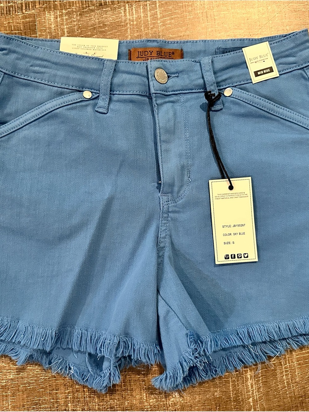 Judy Blue Sky Blue Frayed Hem Denim Shorts